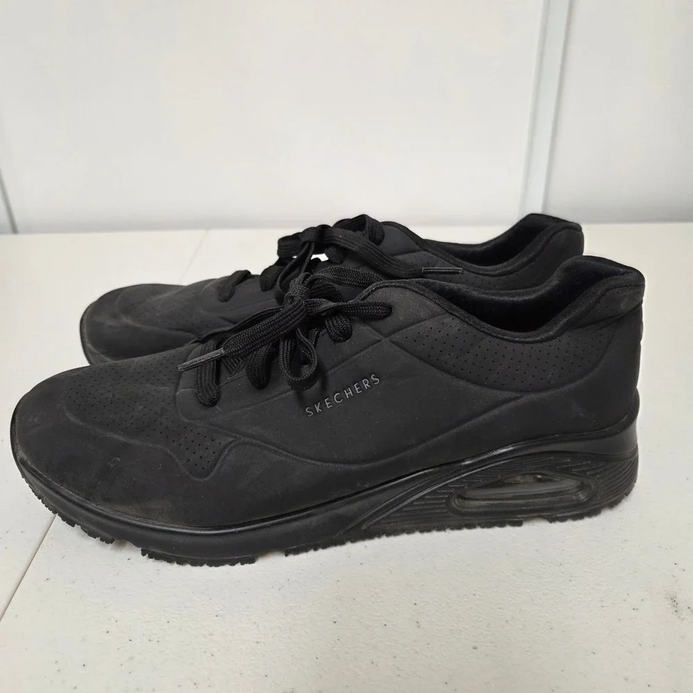 Skechers Work Uno SR Black Slip Resistant Work Shoes Womens 11 108021 EH SRO